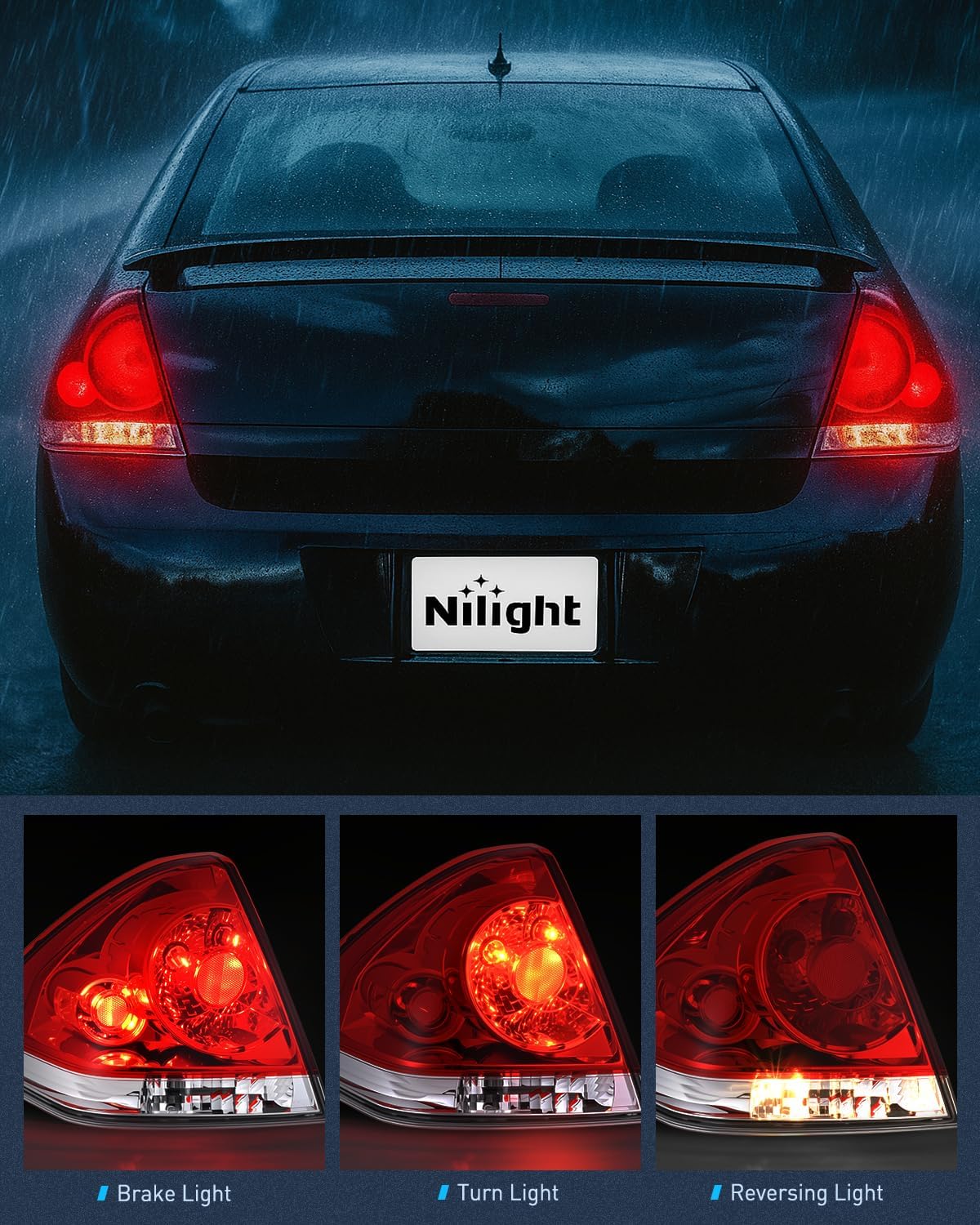 Nilight Taillight Assembly Compatible with 2006 2007 2008 2009 2010 2011 2012 2013 Chevy Impala 2014 2015 2016 Chevrolet Impala Limited Rear Tail Light Left Drive Side
