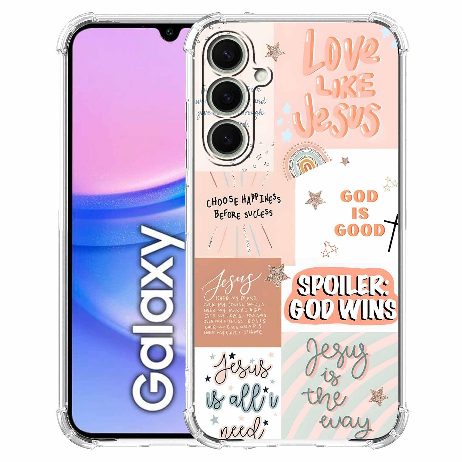 AOSSXIN Boho Jesus Collage Case for Samsung Galaxy A15,Christian Quote Bible Verse Collage,Soft TPU Protective Cover Case Compatible with Galaxy A15
