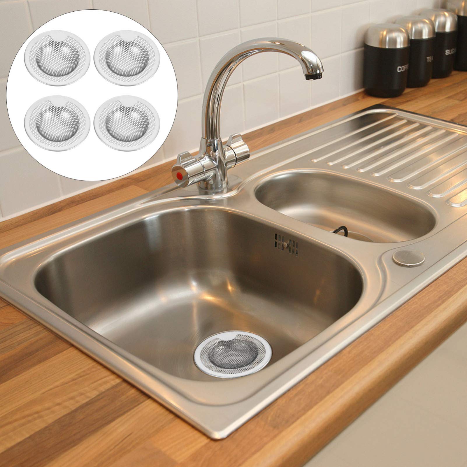 Hemobllo 8pezzi Inossidabile Per Lavelli Strainer Per Scarico Per Prevenire Ostruzioni e Catturare Residui Facile e Resistente