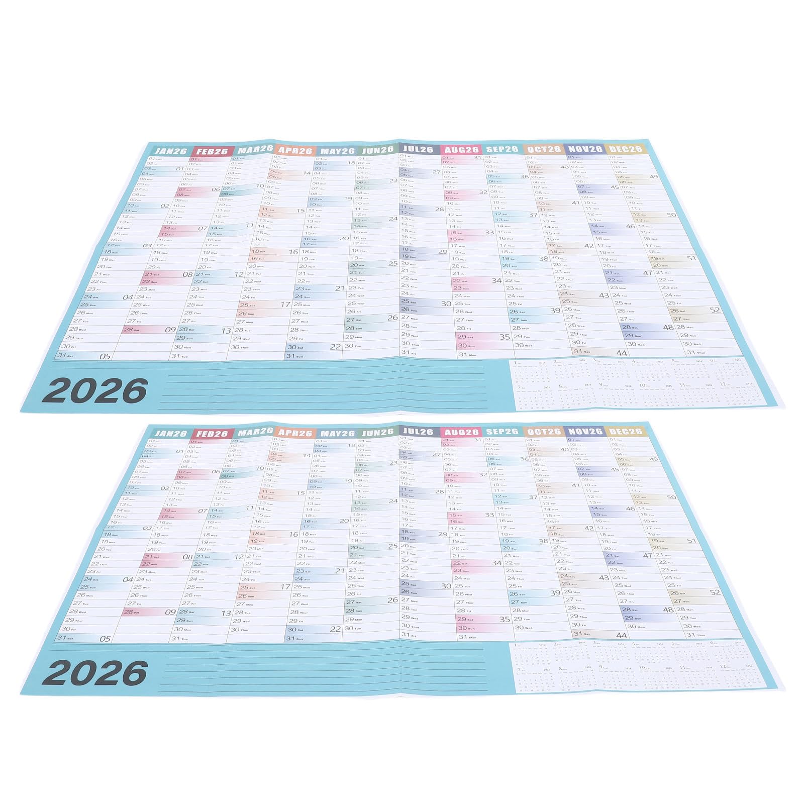 GLEAVI 2026年ジャンボ壁掛けカレンダー2セット 年間プランナー 縦型スケジュール表 特大サイズ見やすいホームオフィスと自宅学習用年間計