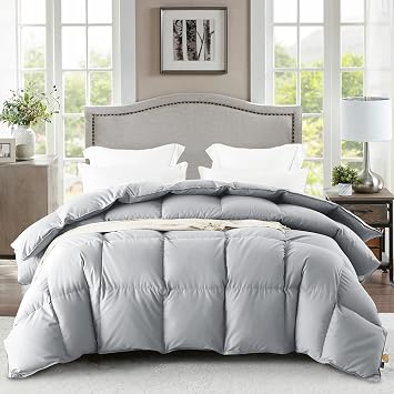 WarmKiss King Size Down Comforter, Luxurious All-Season Duvet Insert with noiseless Skin-Friendly Tencel Blend Cover, Cloud-Soft & Breathable, 8 Corner Tabs, Machine Washable, Grey 106" x 90"