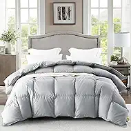 WarmKiss King Size Down Comforter, Luxurious All-Season Duvet Insert with noiseless Skin-Friendly Tencel Blend Cover, Cloud-Soft & Breathable, 8 Corner Tabs, Machine Washable, Grey (106" x 90")