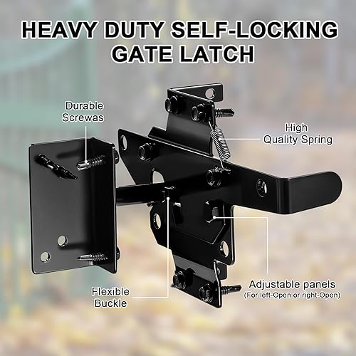 Miniatura 4 de Zonon 2 juegos de pestillos de puerta autoblocantes resistentes para montaje en poste de palanca de gravedad automática, kit de herrajes para