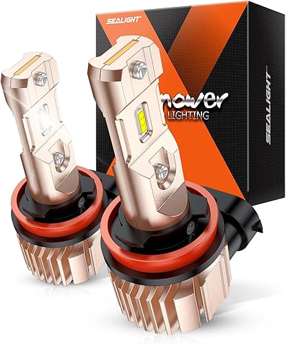 SEALIGHT XF3A H11 Bombillas antiniebla, 10000LM 6500K blanco frío, 600% súper brillo, hasta 60000 horas de vida útil H16H9H8 bombillas halógenas