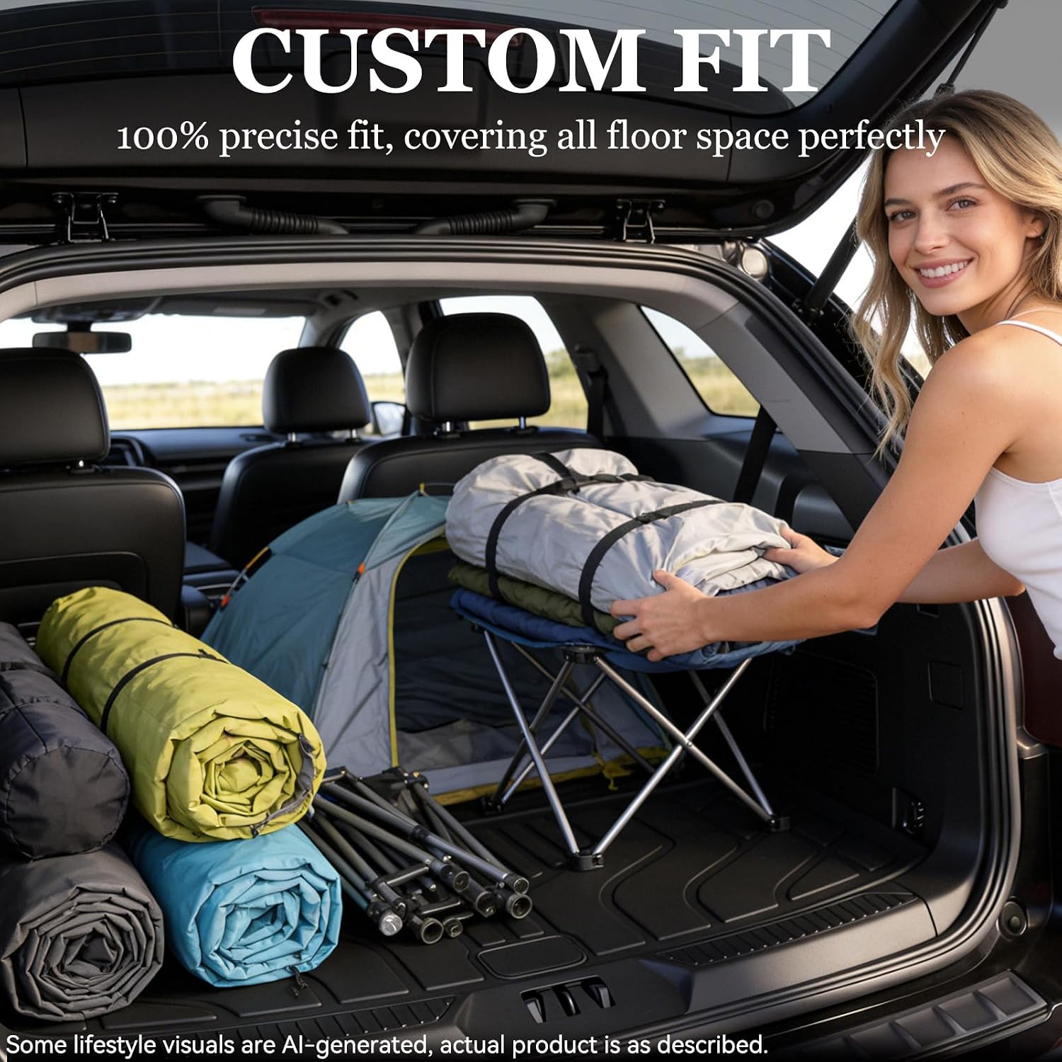Cargo Liner with Backrest Mat for Ford Explorer 2020-2026, Custom Fit All Weather TPE Trunk Mat for 6 & 7 Passenger Models