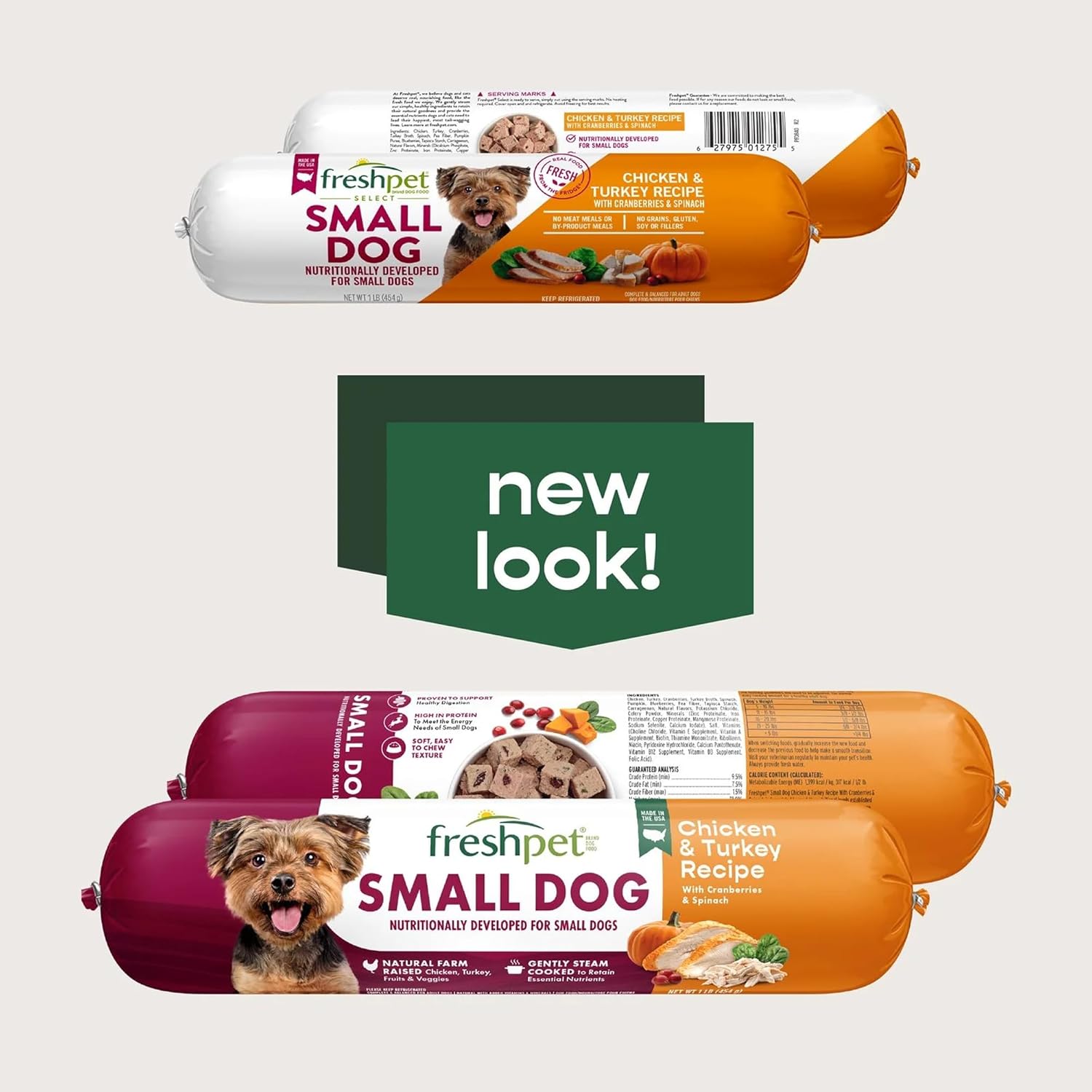 – Chicken & Turkey Dog Food Roll for Small Dogs, Ready-to-Serve Chilled Meal, Gift Set: 1 lb - Pack of 6 (Total 6 lb)