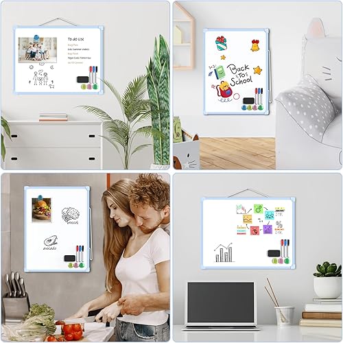 Vista 47 de MaxGear Pizarra blanca colgante de doble cara para pared, pizarra blanca colgante de 16 x 12 pulgadas, pequeña pizarra blanca de borrado en seco