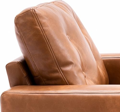 Miniatura 14 de Silla con brazo decorativo de poliuretano con respaldo copetudo, cómodo sofá individual tapizado de piel sintética, silla auxiliar moderna de