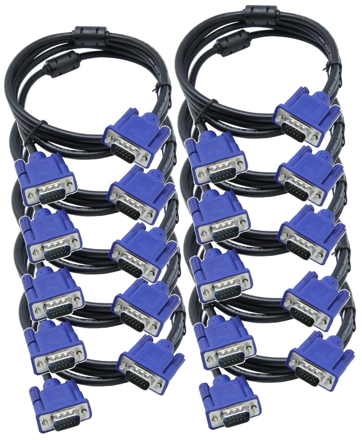 Kyper USKyper-1367 (10 Pack) 6ft VGA Cable - 15 Pin Male to Male SVGA 1080P Full HD for Computer Monitor TV Projector Big Screen HDTV