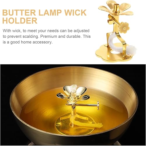 Miniatura 3 de Cabilock 2 unids lámpara de aceite flotante mecha budista ghee lámpara titular de metal aceite corcho disco incienso palo soporte budista Altar