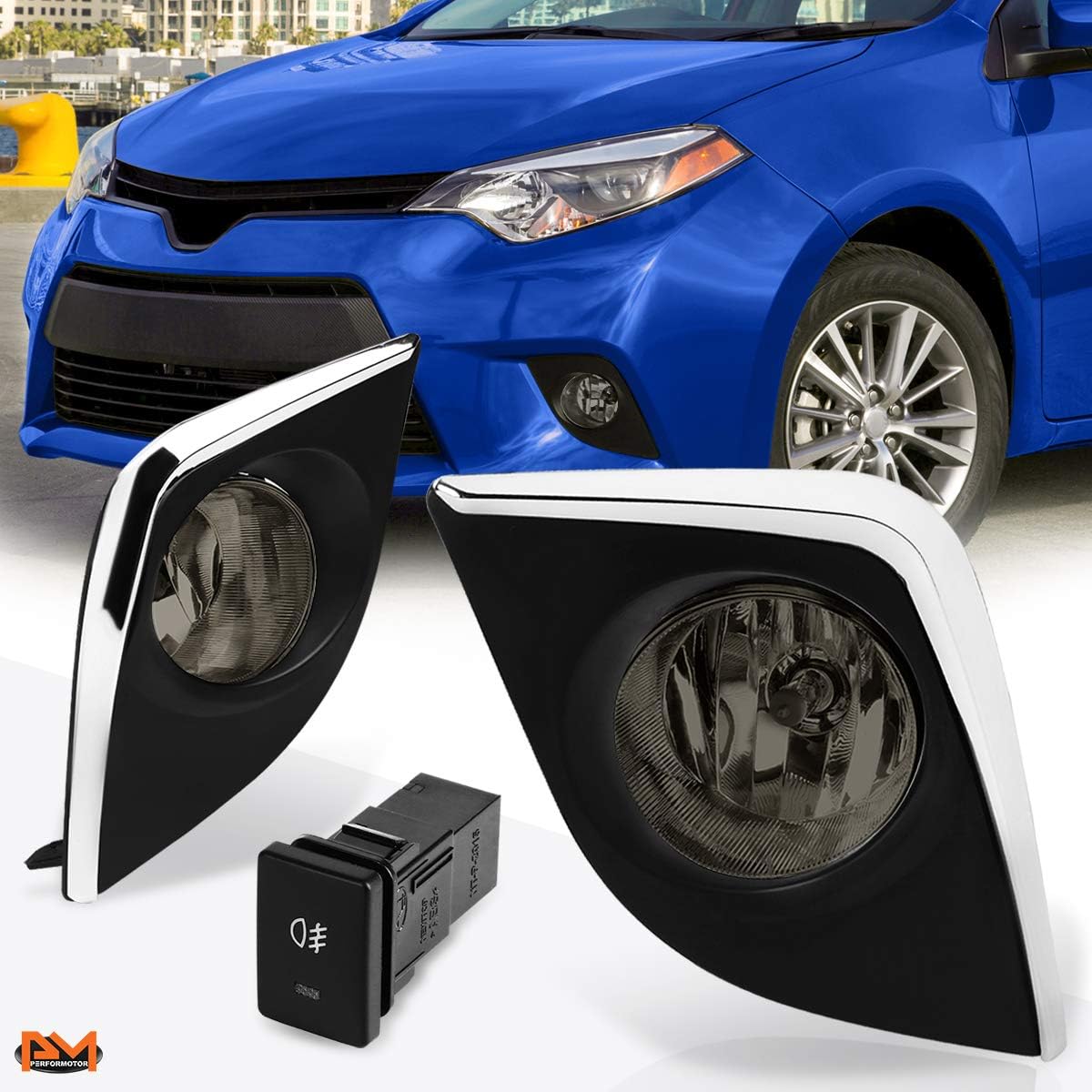 Front Bumper Fog Lights Lamps w/Switch Compatible with 14-16 Toyota Corolla LE