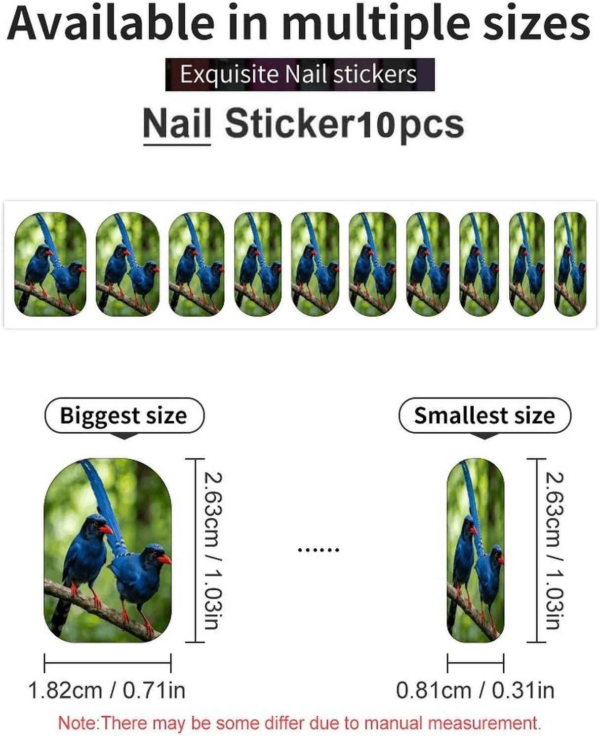 Dual-Form Blue ShadowSummer Nail Stickers Nail Strips | Nail Art Stickers of 10 sets with decorate fingernails,toenails,artificial nails Full Cover Easy On-Off Non-Damaging