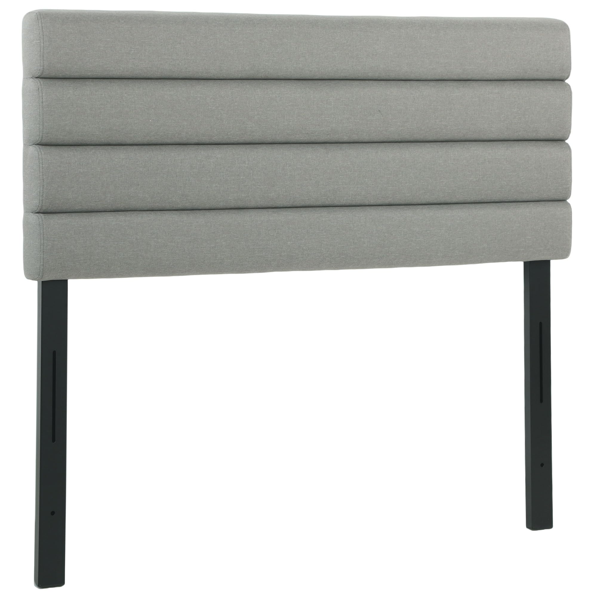 HOMCOM Cabecero de Cama 140 cm Altura Ajustable 3 Niveles Tapizado Gris | 106/116/126 cm, Cabezal de Cama en Lino, Acolchado Linea, Patas de Acero, Montaje Pared, Cabecero para Dormitorio