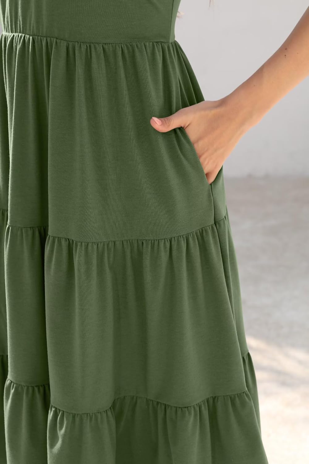 Women Summer Dress 2025 Short Sleeve V Neck Midi Dresses Breathable Cotton Casual Boho Beach Vacation Sundress - Image 6