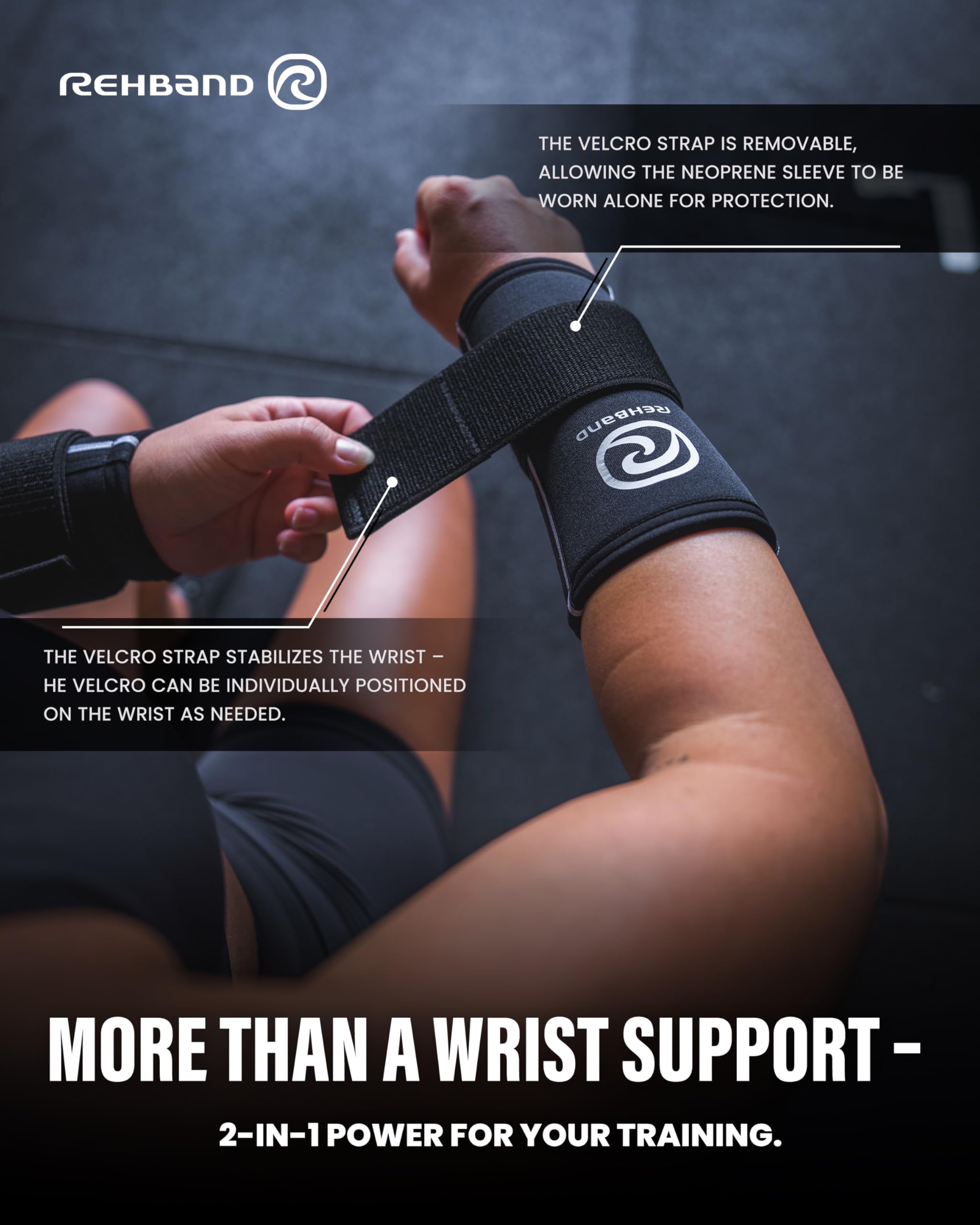 Rehband RX Wrist Support Power Max stabilizator nadgarstka 5 mm, neoprenowy Wrist Wrap do fitnessu, treningu si³owego i cross treningu, 1 para