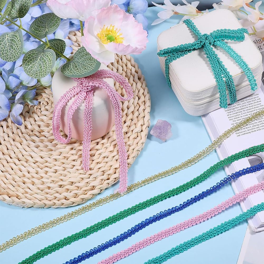 GLOBLELAND 75 Yards 15 Colors Tiny Wave Gimp Braid Trims for Clothes Sewing Craft Herringbone Rick Rack Fringe Trim Ribbon Centipede Lace Ribbon Trims for Doll Supply Wedding Dress Decor