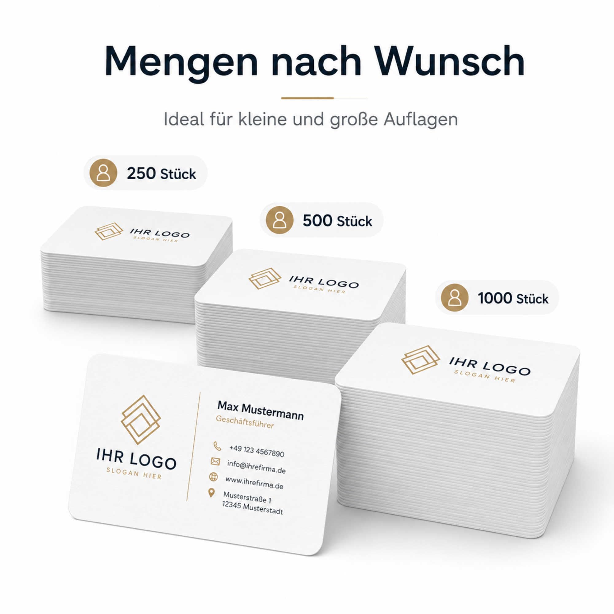 Visitenkarten erstellen - 1000 Stück - Text Linie - personalisierte Business Karten - 85 x 55mm, Text