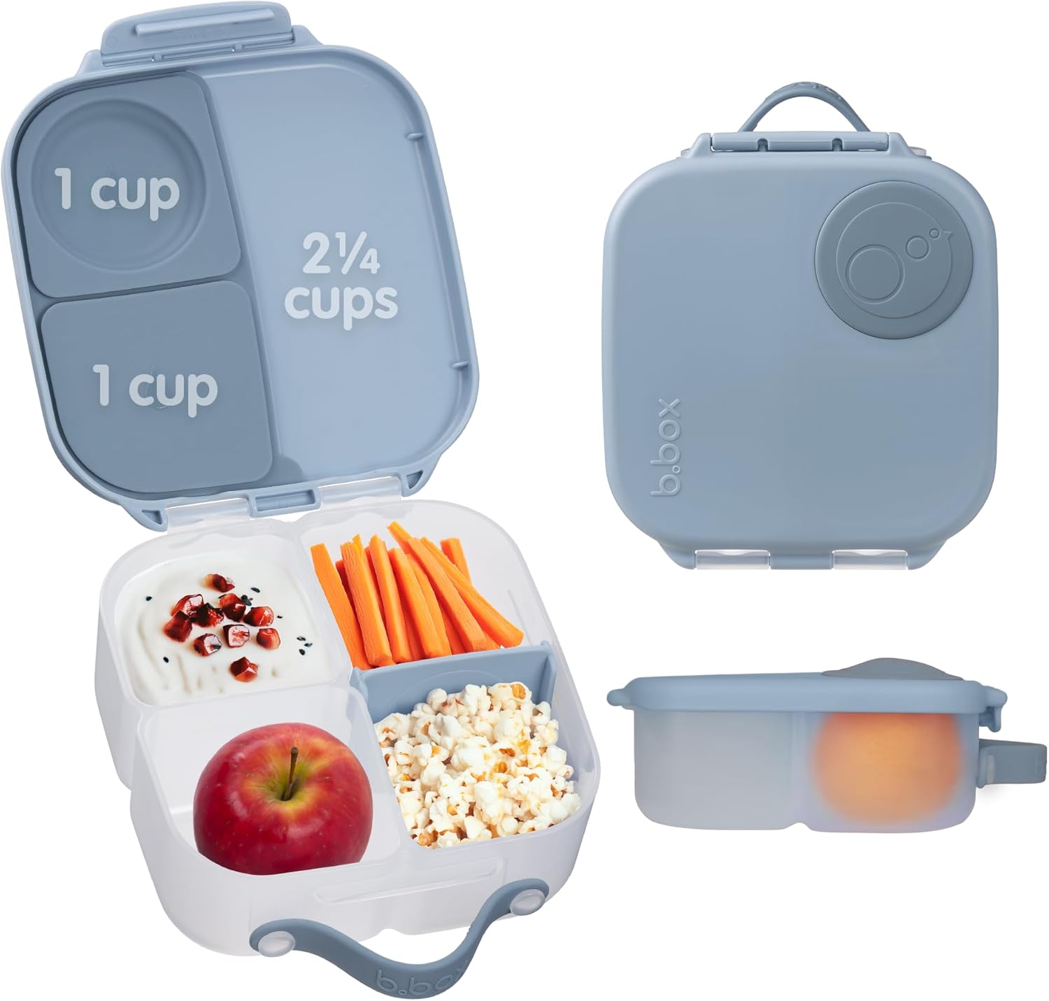 b.box Mini Lunch Box - 4.25 Cup Leak Proof Bento Box for Kids Ages 3+ - 3 Compartment Snack Containers, School Lunch Container, Dishwasher Safe, BPA-Free, PFAS-Free - Chill Out