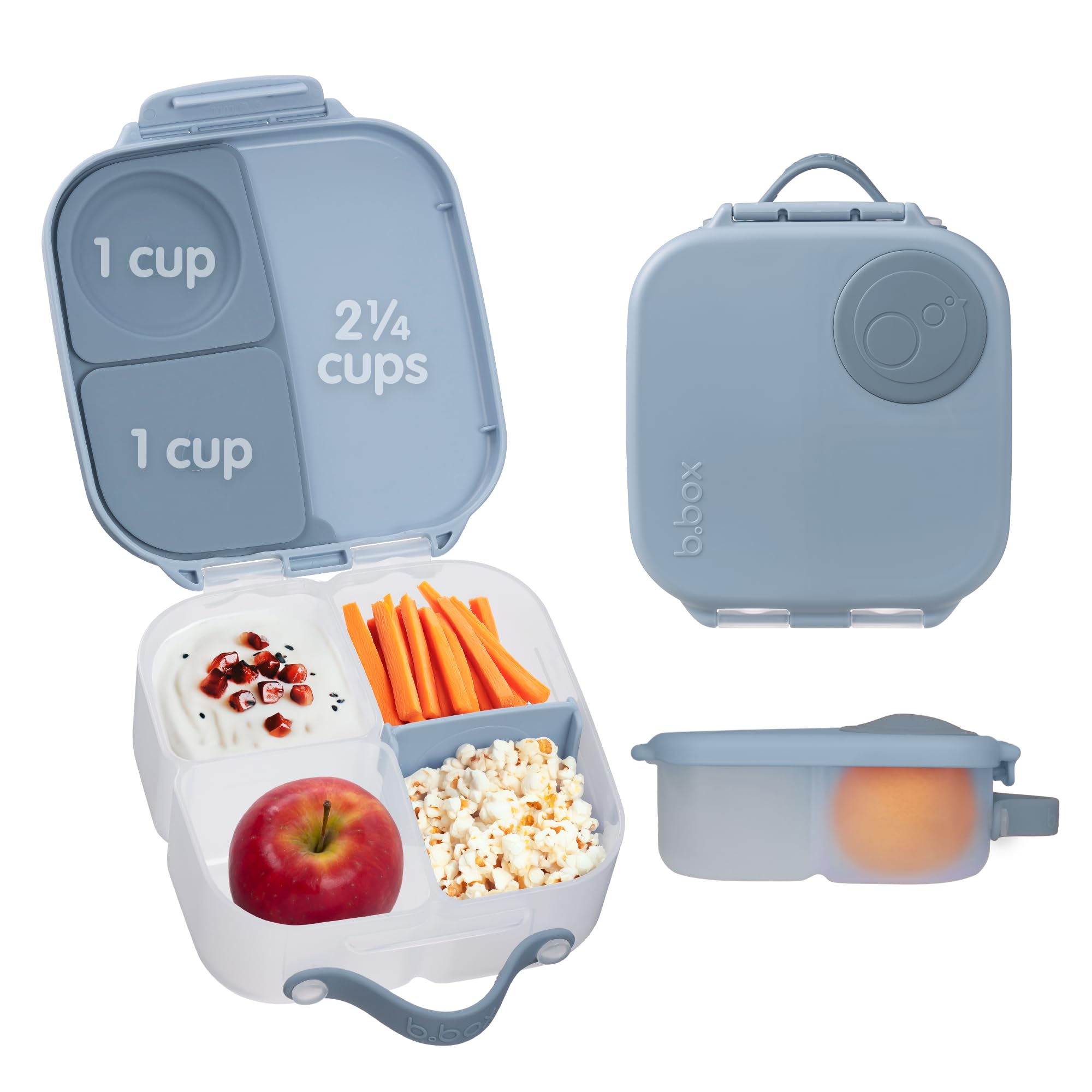 b.boxMini Lunch Box | 3 Compartment Bento Box (2 Leak-Proof) | Lunch Box for Toddler Snacks | Suitable for Storing Whole Fruits | BPA Free