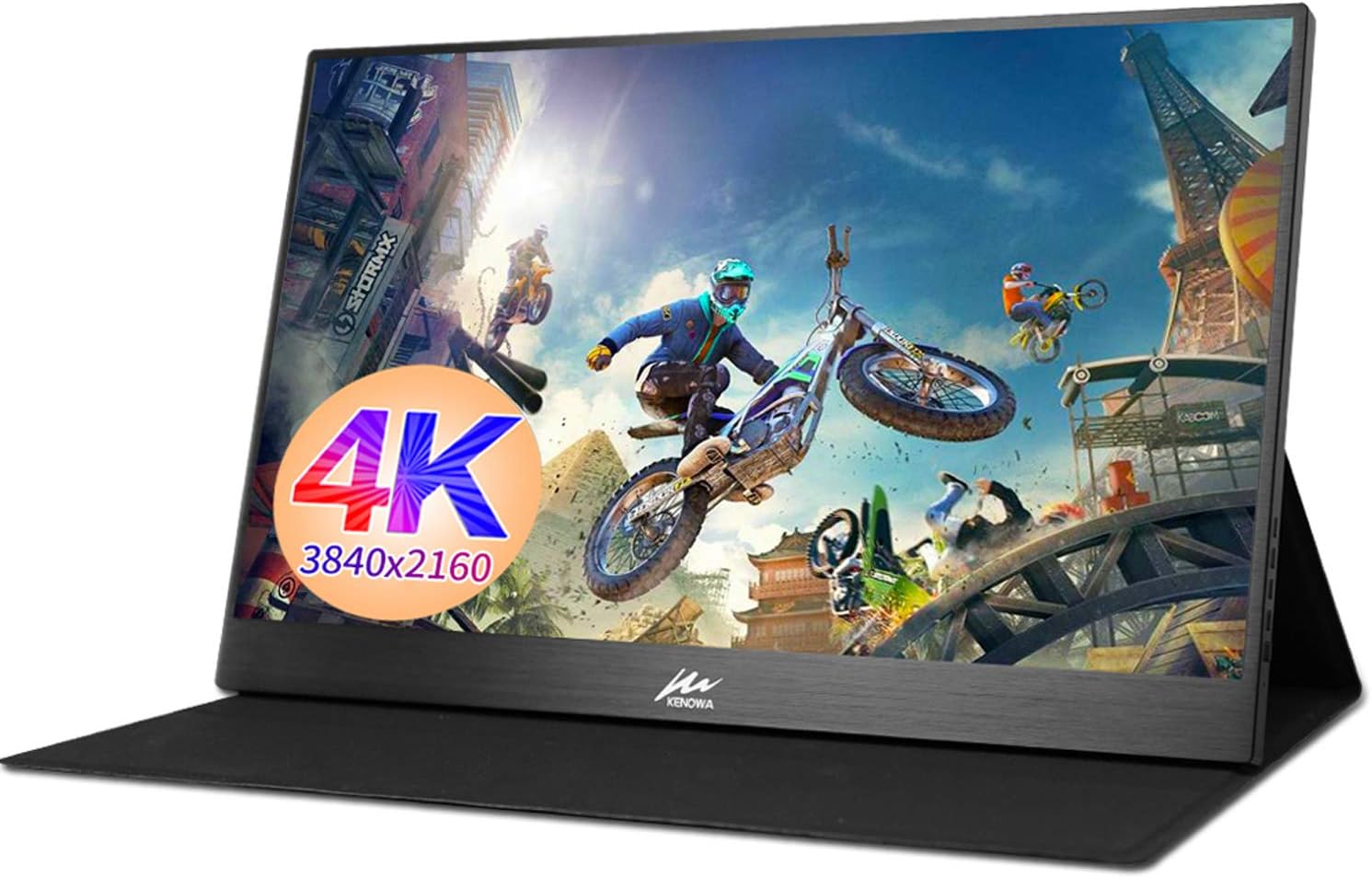 Portable hdmi Monitor Kenowa 15.6 inch 4K Ultra-Thin Portable Display 3840 x 2160 FHD 100% sRGB (Mini DP, HDMI, Type-c) for Mac Windows OS 7 8 10 Raspberry Pi B + PS3 PS4