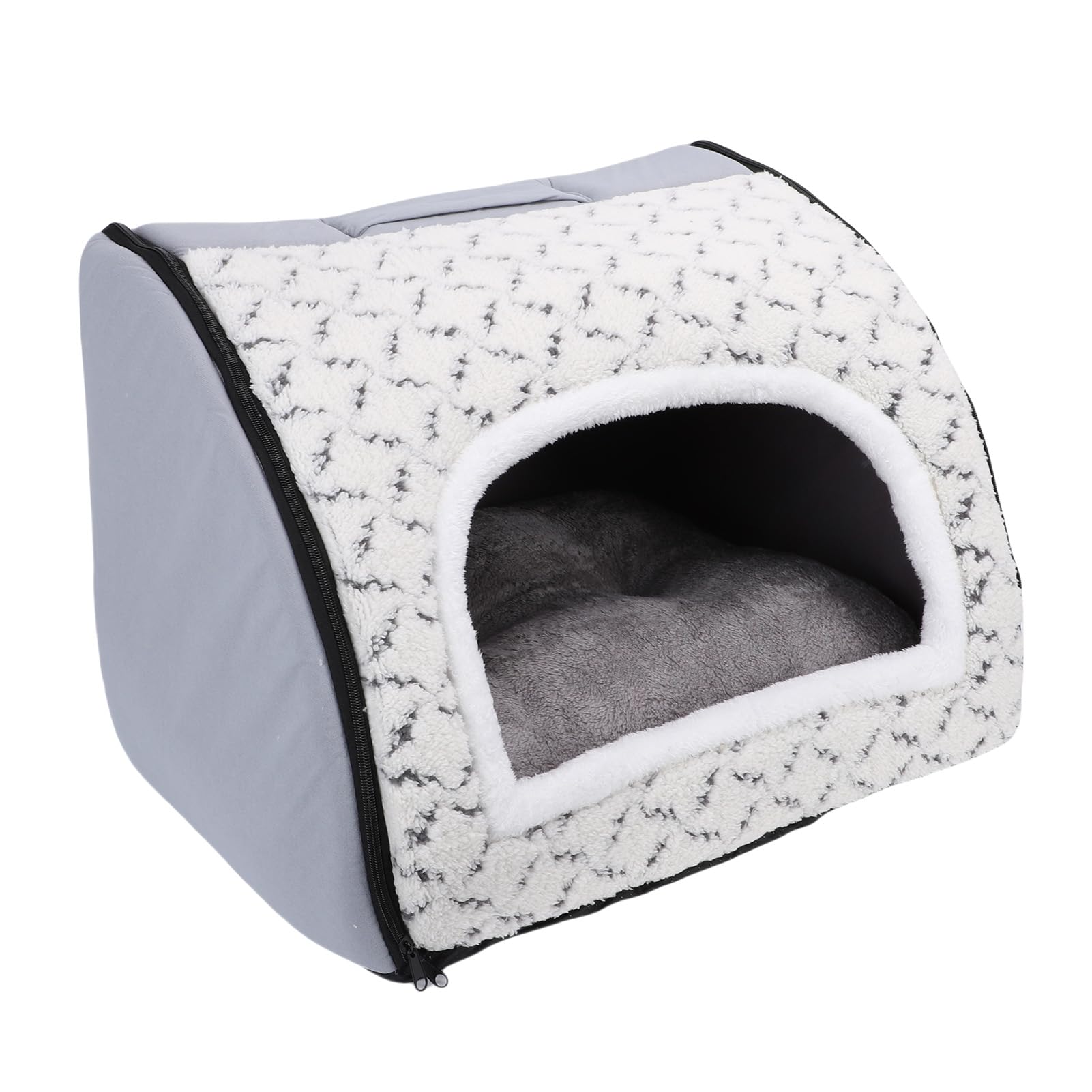 Cuccia per Gatti, Cuccia Corta per Gatti in Peluche con Rete Traspirante, per Chiusa in Pile Spesso, Tenda Stabile in Stile Villa per da Interno e Piccoli Animali Domestici per Tutte le
