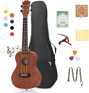 Dripex Concert Ukulele 23 Inch Ukulele with Beginner Kit (Ukulele Bag, Strap, Capo, Clean Cloth, Spare String, Ukulele Picks and Instruction Manual)