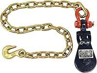 Mytee Products 2 Ton Snatch Block with G70 Chain & Shackle - Heavy Duty Pulley for Tow Trucks, Rollbacks, Wreckers