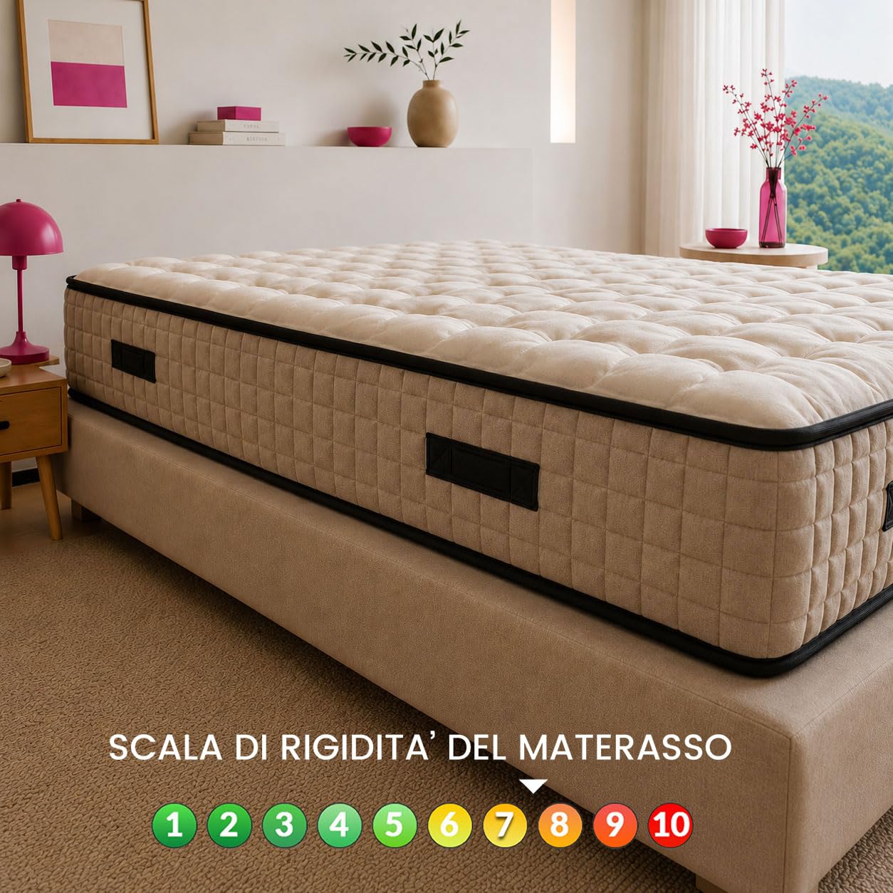 GEEMMA® Materasso Matrimoniale 160x190 Semirigido H27 – Dispositivo Medico, CONFORTEVOLE che NON SCALDA, Ortopedico per Mal di Schiena, Tessuto Anallergico - HIP-HOP H27
