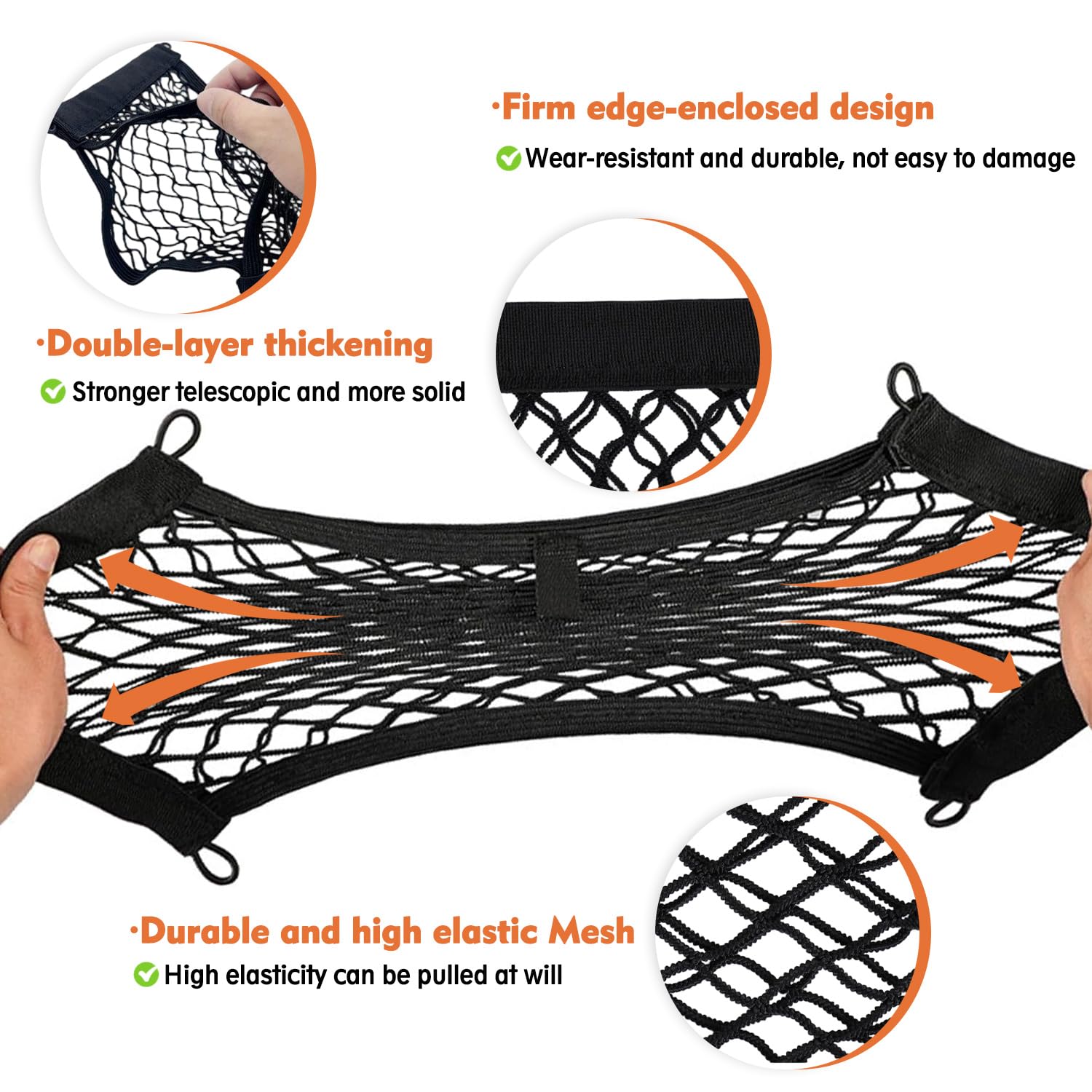 Filet De Rangement élastique Pour Coffre 45x25 Cm - Lot De 2, Noir - 3 Couches, Installation Facile, Pour Voiture, Camion, Camping-car