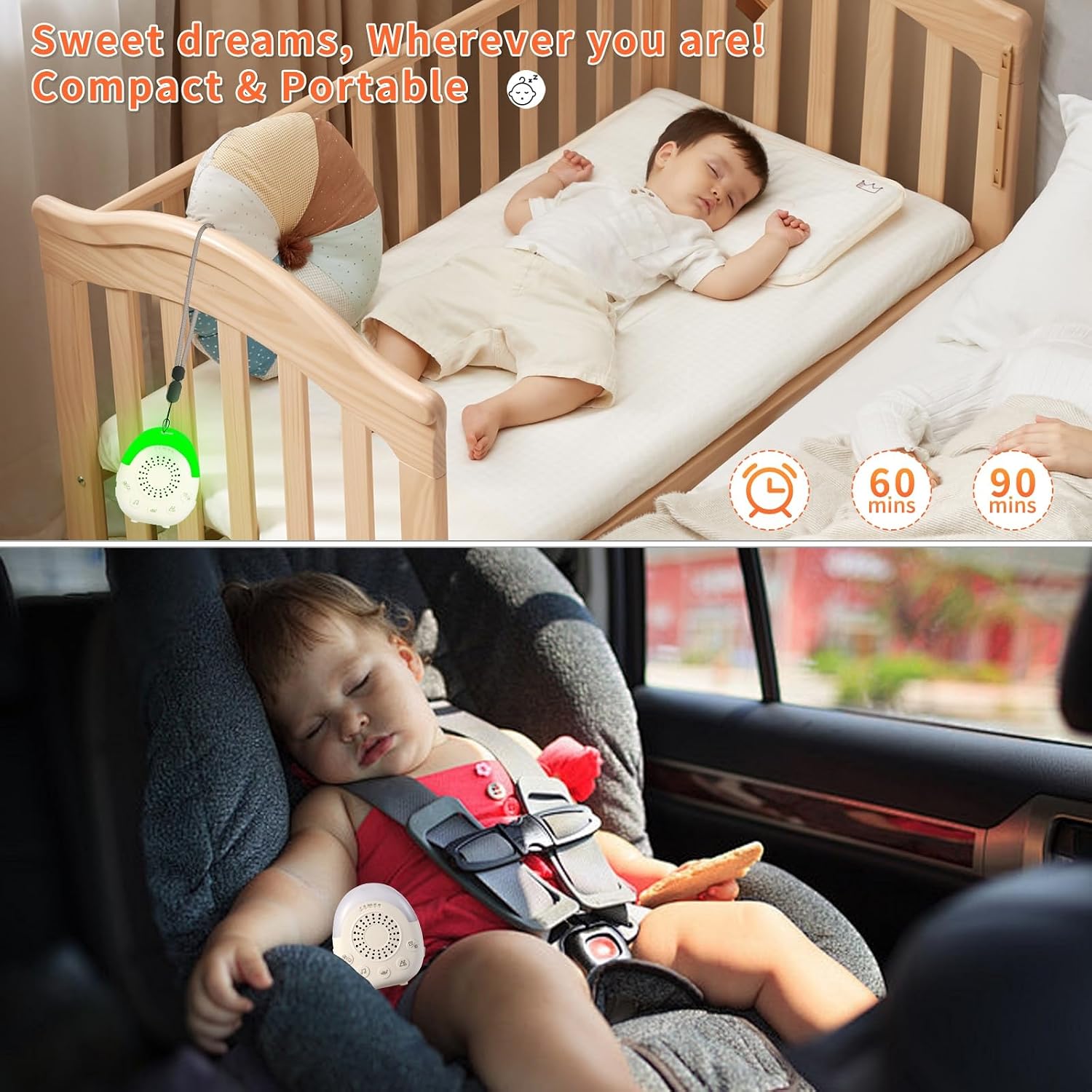 Baby Portable White Noise Machine with Night Light & Child Lock image 5