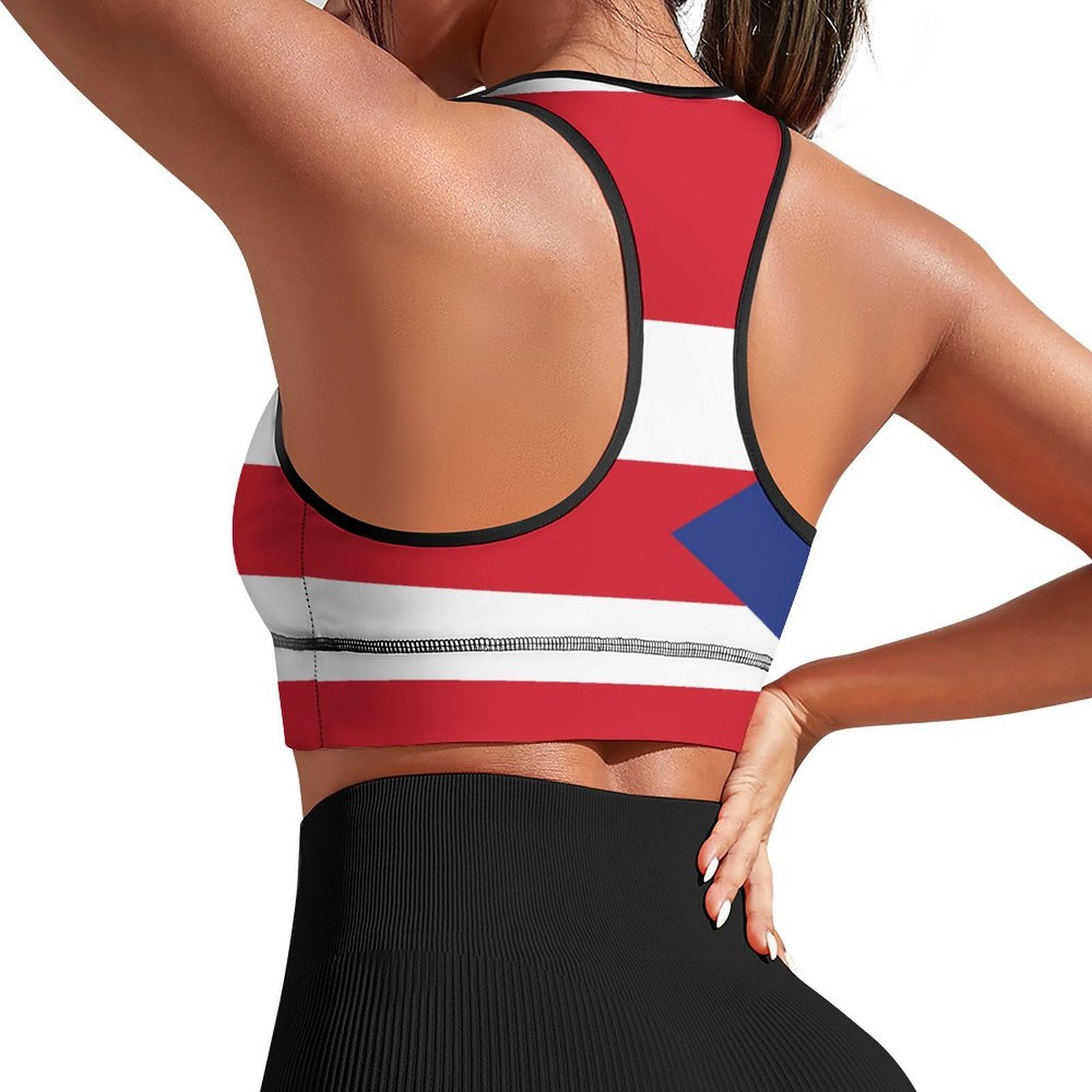YSBKN Puerto Rico Flag Sports Bras for Women Funny Yoga Crop Tank Tops for Exercise Athletic Workout Running Cycling Gym 2XL