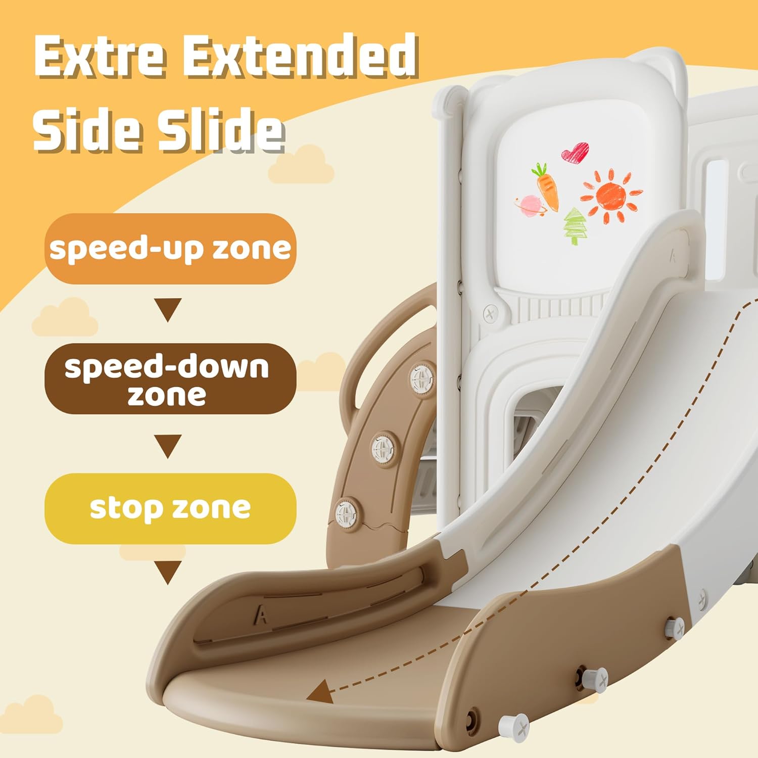 5 in 1 T oddler Slide and Swing Set, Playground Climber Slide Playset with Drawing Whiteboard, Freestanding Combination for Babies