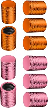 5 Pack Orange + 5 Pack Pink Tire Valve Stem Caps Metal Air Caps with Plastic Liner, Corrosion Resistant, Leak-Proof, Universal Stem Covers