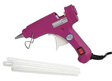 Fadman Electric 20W Magenta Mini Hot Melt Glue Gun With 5 Pcs Hot Melt Glue Stick Standard Temperature Corded Glue Gun (7 mm)