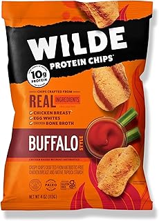 WILDE. Buffalo Chicken Protein Chips, Thin and Crispy, High Protein, Keto Friendly, 7oz Bag