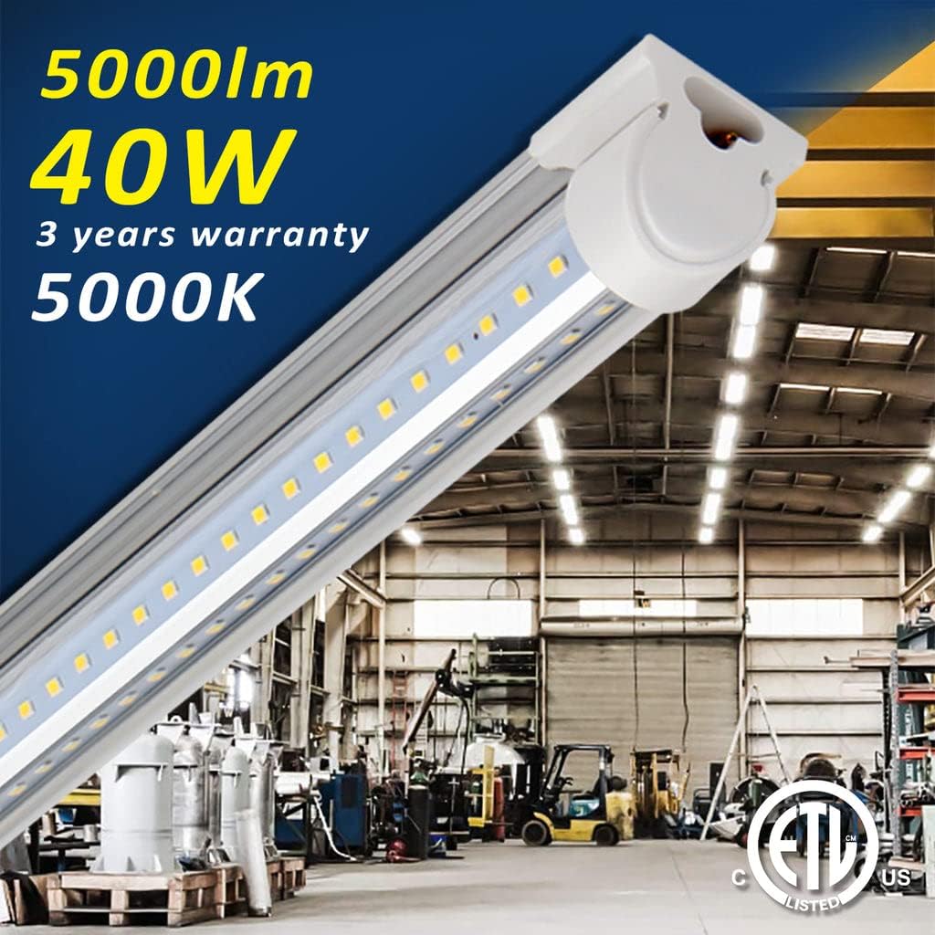 Barrina LED, 4Ft 40W 5000LM 5000K, Daylight White Hight Output Linkable Shop Lights for Workshop, V Shaped for Garage, Clear Cover T8 LED Tube Light 4 Foot (Pack of 20)