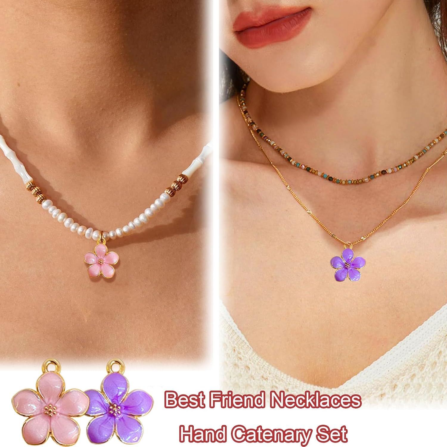 30 pcs Gold Plated Enamel Cherry Blossoms Flower Charms Pendan Cute Small Flower Pendants for Jewelry Making Kit Bracelet Necklace Earrings Keychain DIY Crafts Crafting