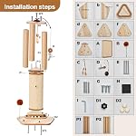Odoland 34" Poste d'éraflure de gros chats pour grands chats, 2-in-1 Poste de fouille à chat vertical pour chats d'intérieur, base solide avec balle interactive sur piste &360° Jouet rotatif