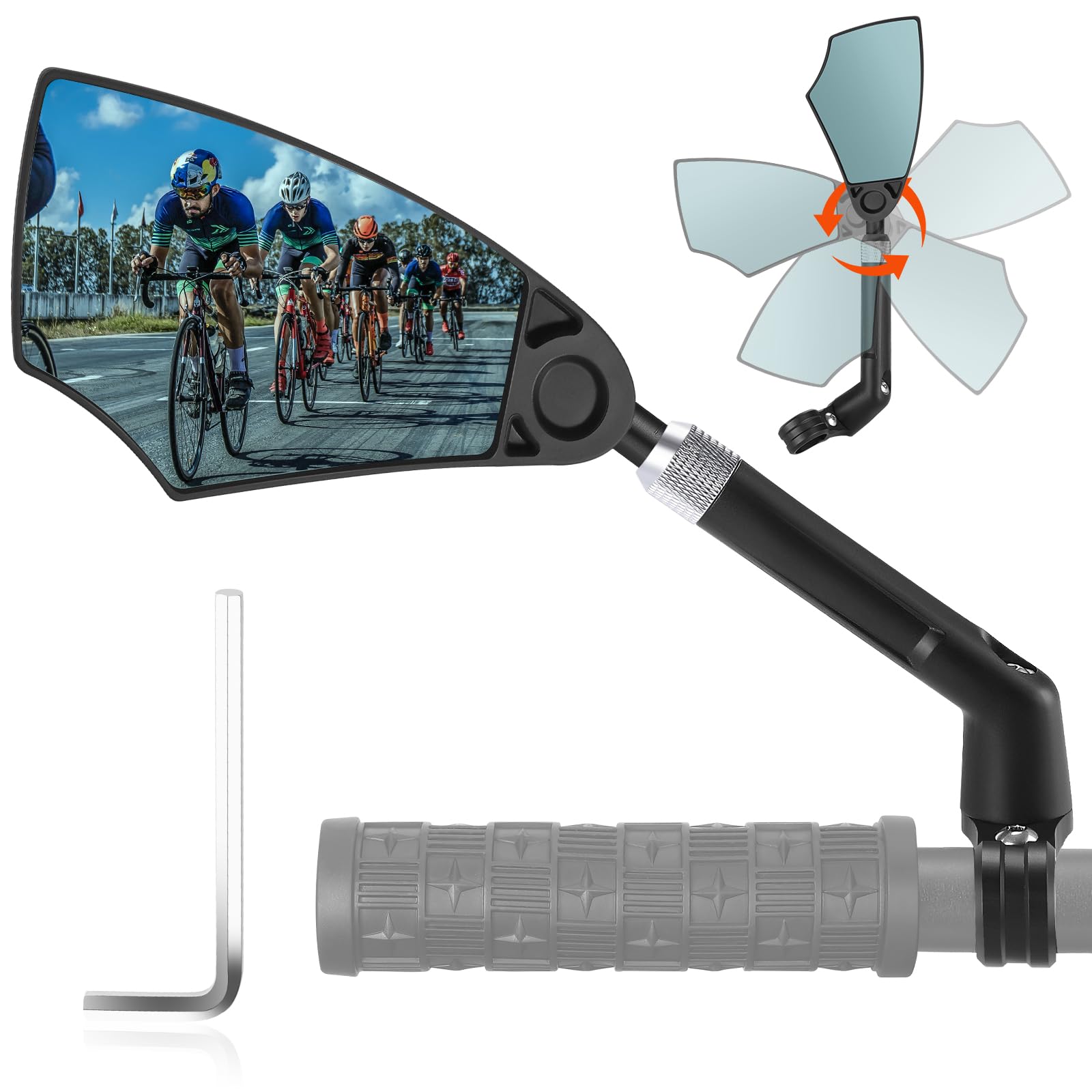 Fahrradspiegel für E-Bike - Fahrrad Rückspiegel Klappbar für Lenker 20-23mm, FahrradSpiegel Einziehbarer & 360 ° Verstellbarer - Rückspiegel Fahrrad Blendschutz für Ebikes MTB (Aluminium)