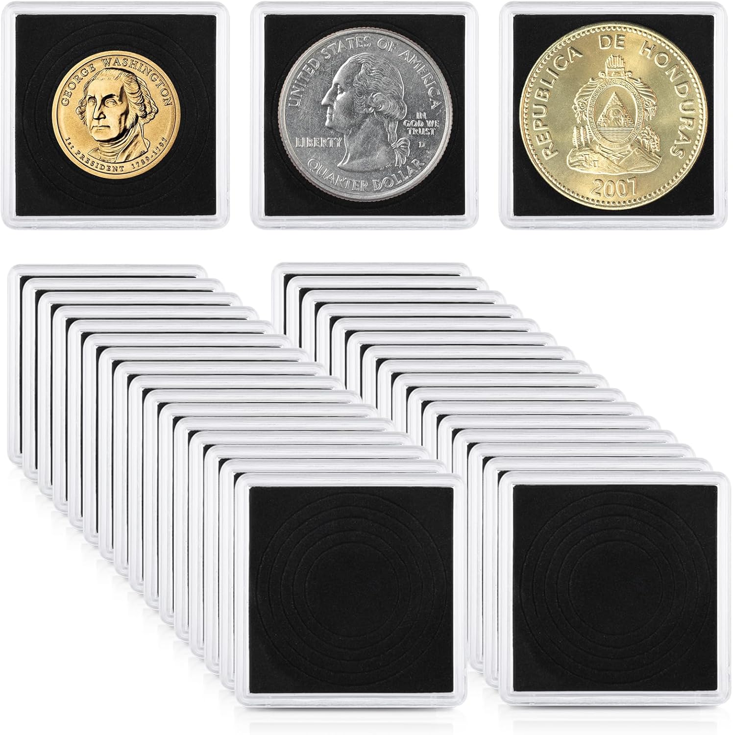 LDXDRU 50Pcs Silver Dollar Coin Holders, Coin Capsule of 5