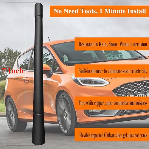 Miniatura 2 de Antena de repuesto de 7 pulgadas para Ford Fiesta (2008-2019), antena Ford Fiesta, mástil de antena de goma flexible