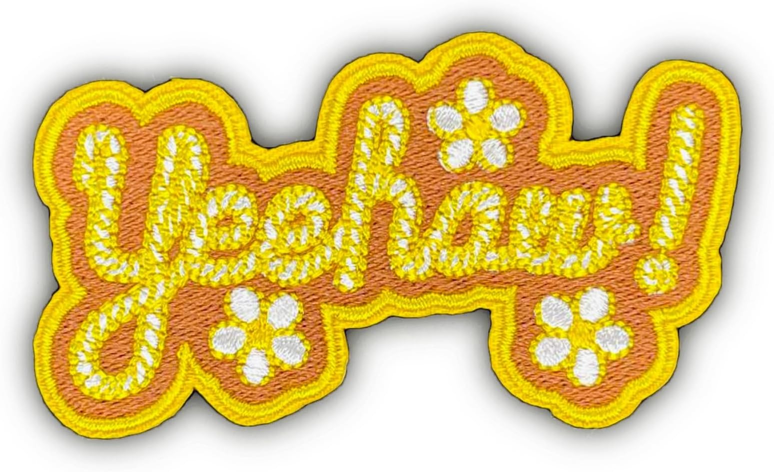 Iron On Patches, Western Cowgirl Style Embroidered Patches, Yeehaw Cowboy Applique, Yellow Flower Emblem Badge Sew On/Iron On Patch for Clothes, Jackets, Jeans, Backpacks & Trucker Hats.