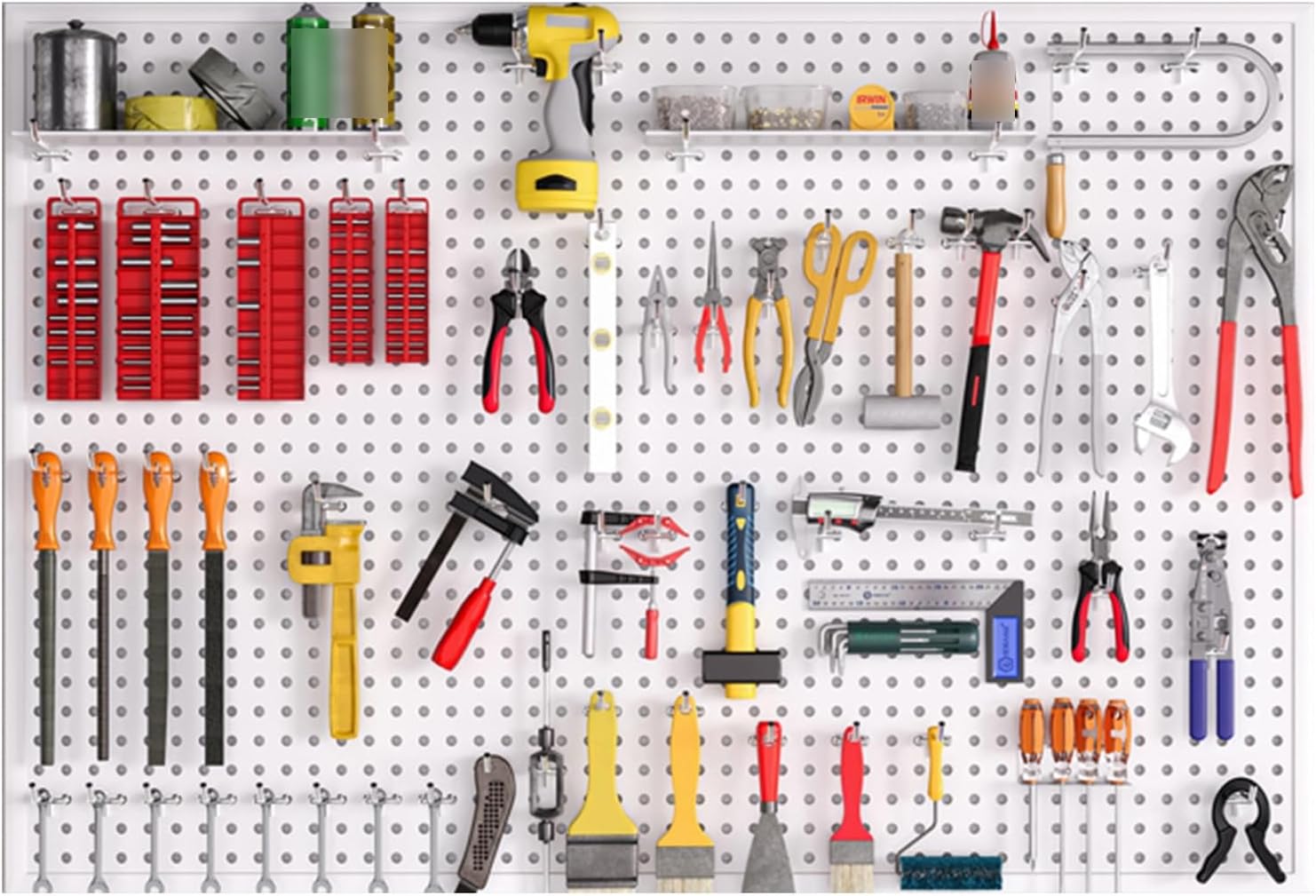 Wall Mounted Storage Pegboard,Pegboard Panels,Pegboard Panels, Peg Board Tool Storage Holders, Metal Pegboard Wall Panels, Home Office Craft Room Kitchen Garage Workshop Repair Shop Wall Org