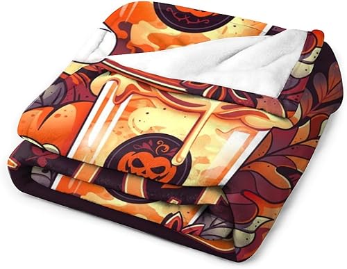 Miniatura 3 de tbysgaq Manta de Halloween divertida de fantasma, bonita calabaza, manta de franela ligera y acogedora para dormitorio, sala de estar, sofá, cama,