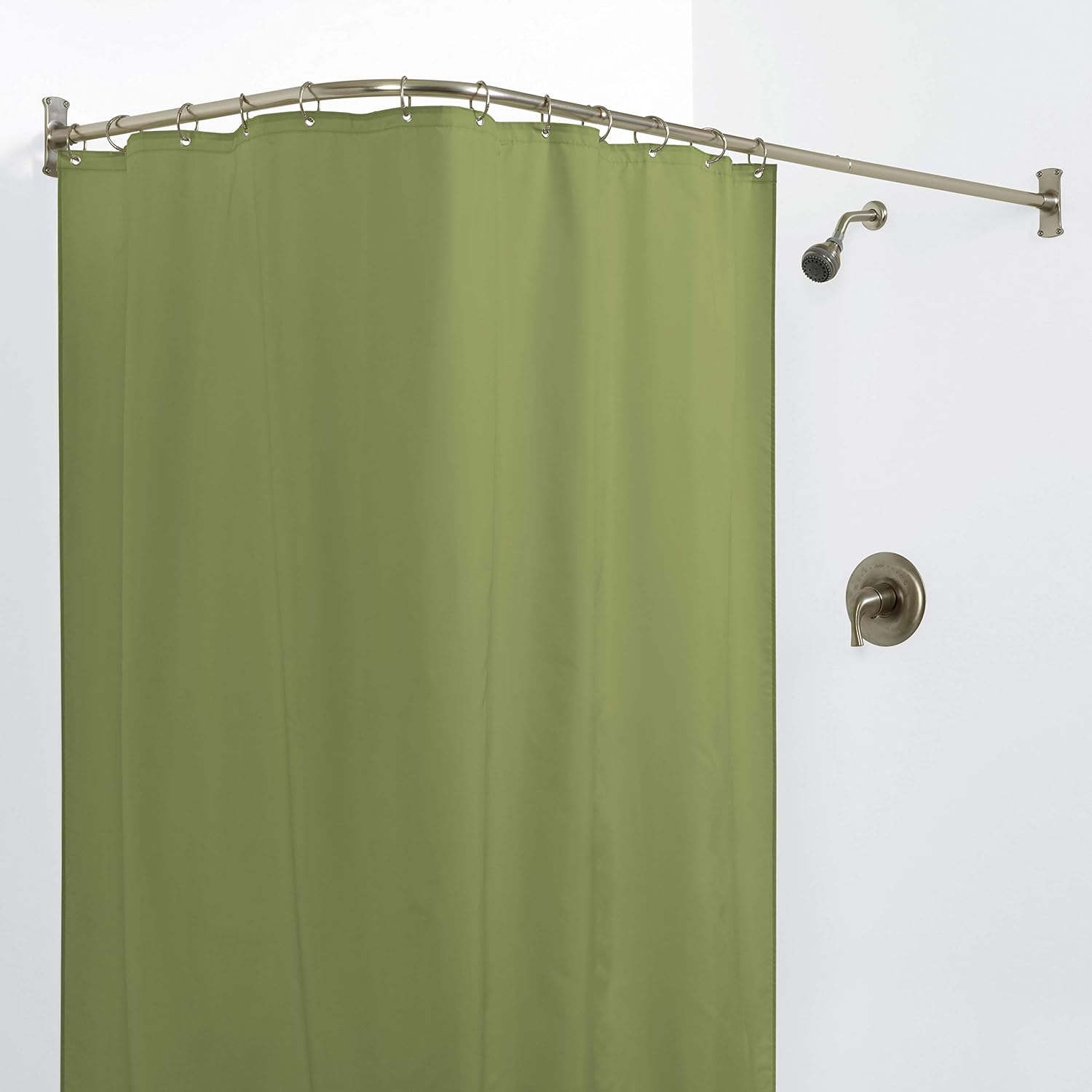 Zenna Home NeverRust Aluminum Rustproof Corner L Shaped Shower Rod, 68" x 28", Satin Nickel