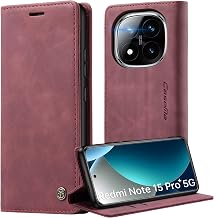 Mobile Phone Case for XIaomi Redmi Note 15 Pro Plus 5G, Case with Protective Film, Card Slot, Stand, Premium PU Leather, Magnetic Flip Case Compatible with XIaomi Redmi Note 15 Pro Plus - Wine