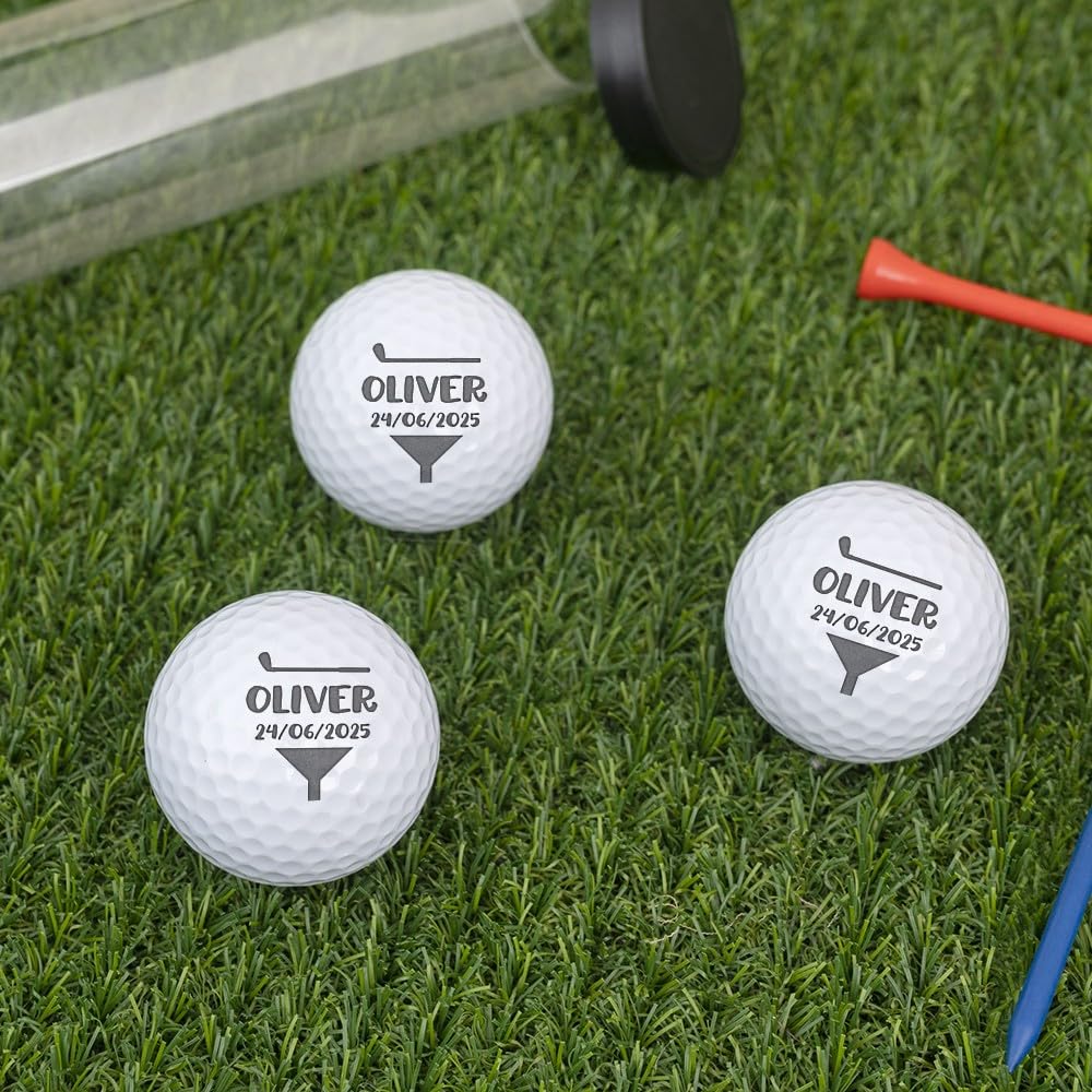 Wanapix Pack 3 Bolas de Golf Personalizadas Grabada o Impresa Regalo Golfistas