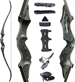 Obert Black Hunter 60 Inch Archery Takedown Recurve Bow Set 20-60lbs Right Hand Bamboo Core Limb