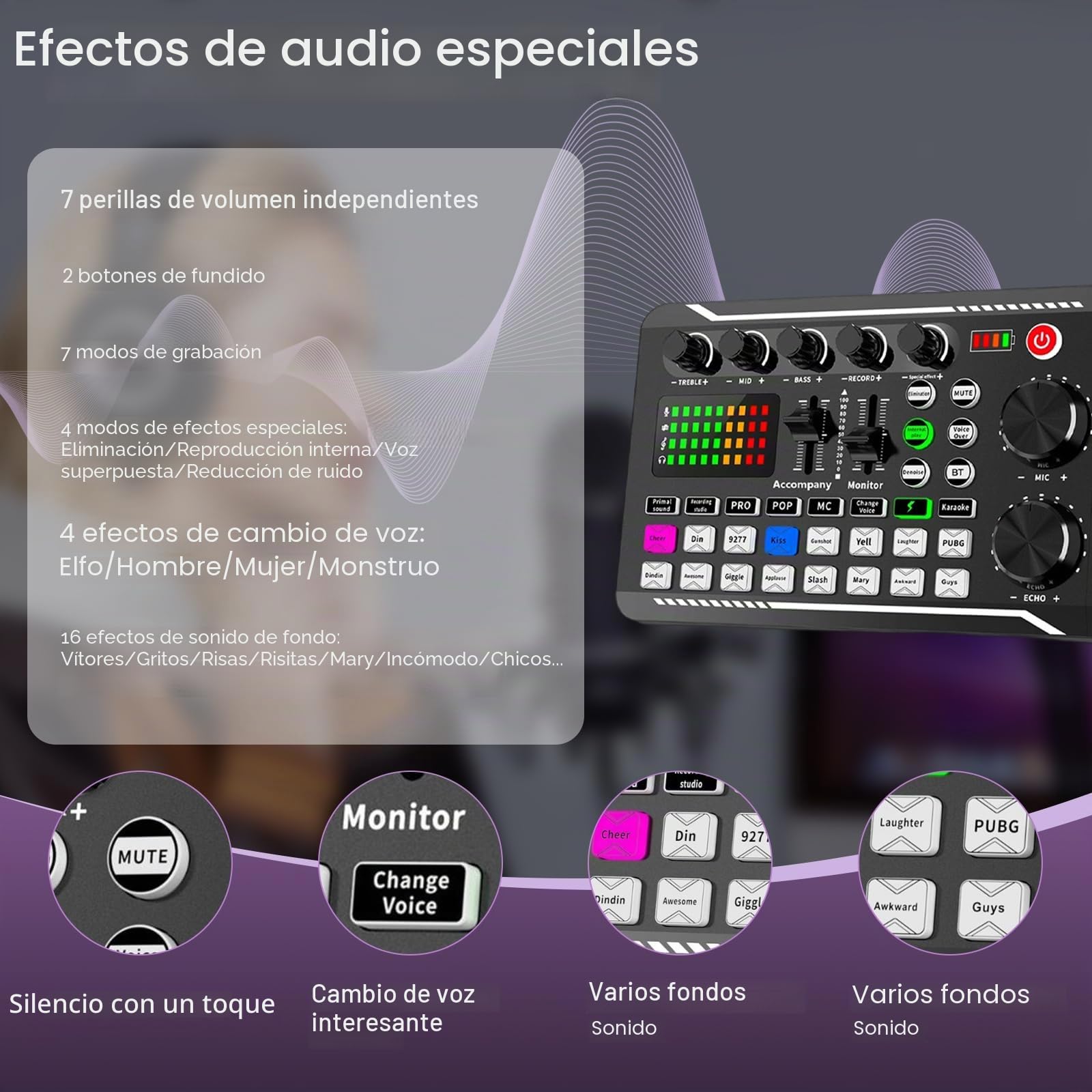 Podcast F998 Live Sound Card mit BM800 Kondensator Mikrofon professionelle Podcast Equipment Bundle DJ Mixer Effekten für Live Streaming, Gaming, YouTube, TikTok