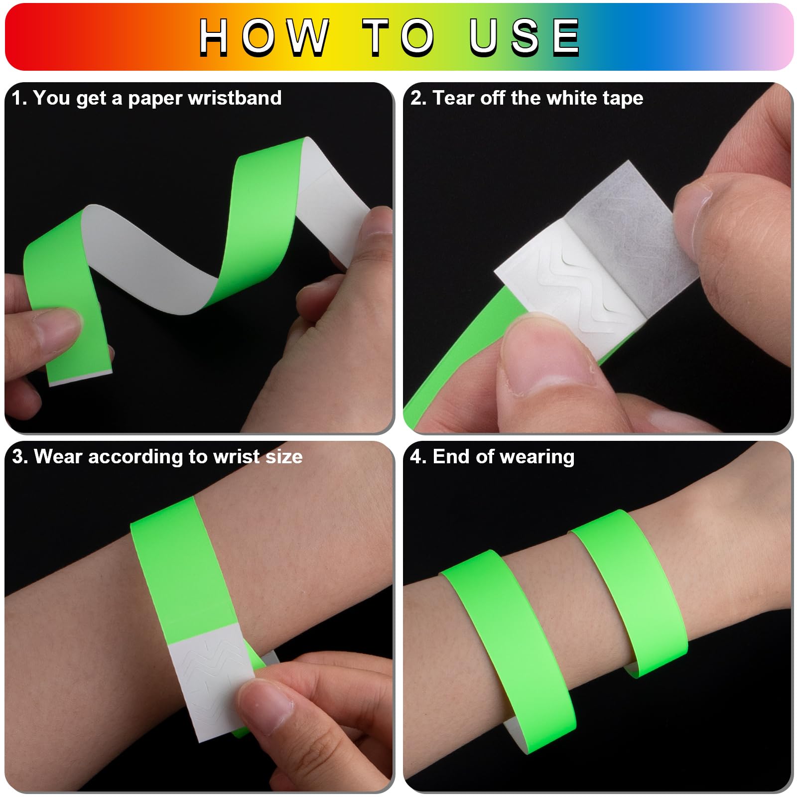 Wiyodaho Lot de 2 400 bracelets en papier plastique pour événements en papier coloré
